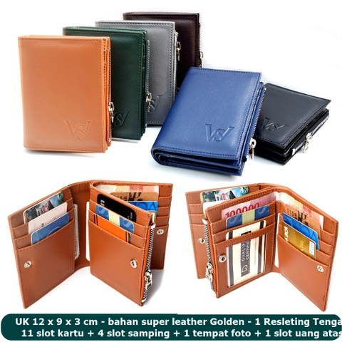 Lanc Fashion - Dompet Kasual Kartu Pria Flip Zipter Stand Resleting Leather