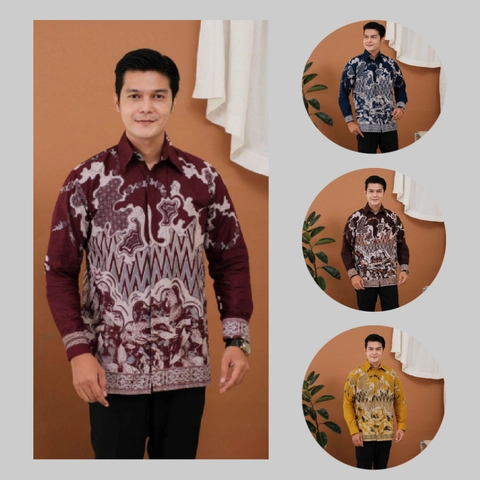 Batik Mafaza - Atasan Batik Pria Kemeja Batkk Kekinian Modern Terbaru Sangat Nyaman Dipakai Motif cunda