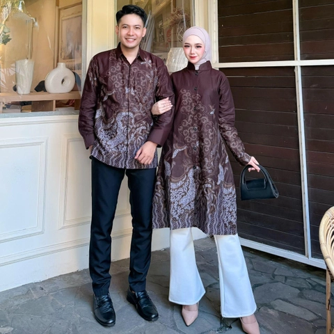 Kois Batik - Batik coupel kemeja dan tunik bisa dipisah motif arimbi mahogany