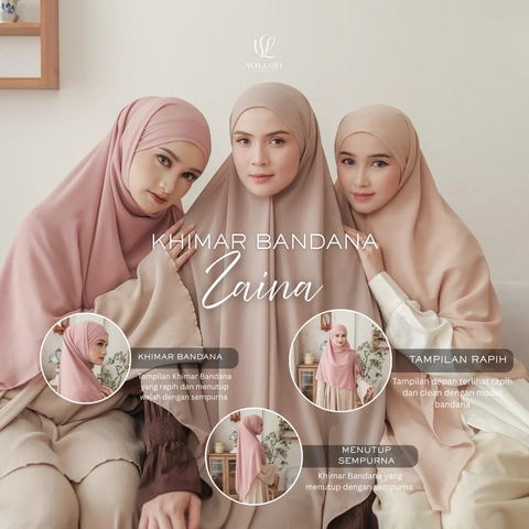 Sakura Baru - Sakura Baru X Willofi - Hijab Khimar Zaina Ceruty Baby Doll Syari Instan Panjang Menutup