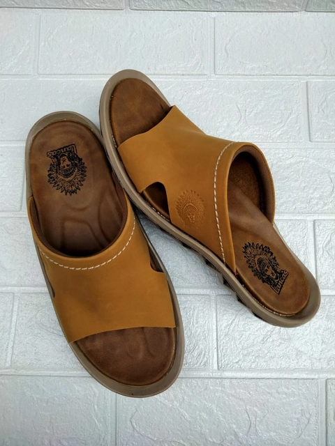 RENINE - Lancas ALZ 6002 Tan Sandal Kulit Pria Indian Terbaru