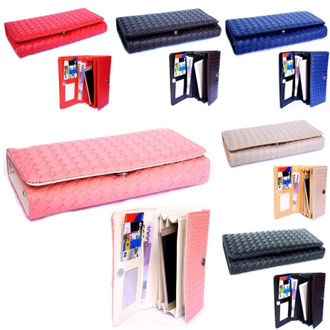 Lanc Fashion - Dompet koin Kulit Motif Anyam Flip card Seri M