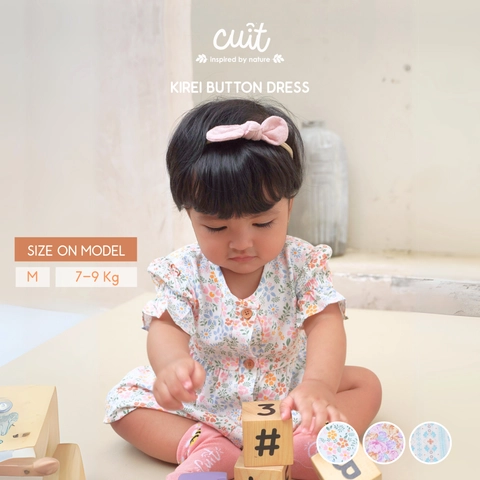 KINTAKUN BABY X CUIT Button Dress Anak Bayi Kancing Tangan Pendek Kirei - Pakaian Anak Perempuan
