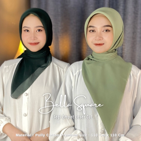 MAMY Gallery - [PO] Jilbab Segi Empat Laser Cut Hijab Premium Kerudung Poly Katun Polos