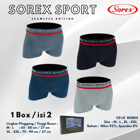 Sorex M3804 Celana Dalam Pria Dewasa / CD Boxer Cowok Anti Nyeplak Bahan Lembut 1 Box Isi 2 Pcs