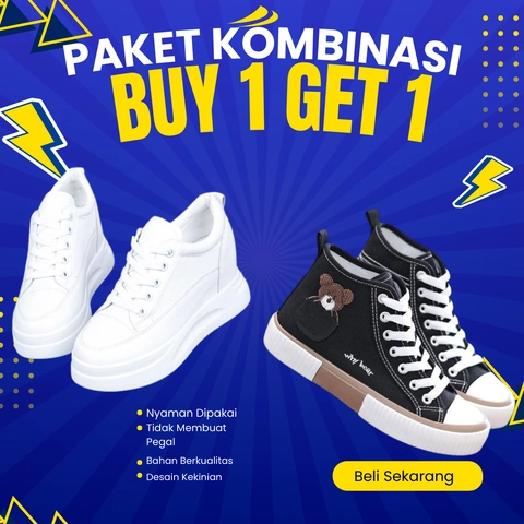 Koekita - Paket Kombinasi Buy 1 Get 1 Sepatu Kets Sneakers Wanita LV-01 & WB-01
