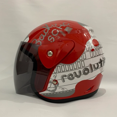 CRX Helmet - Helm Nuvo Note Merah Glossy - Helm SNI - Helm Dewasa