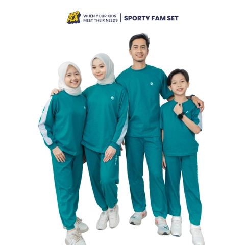 Hoofla - Hoofla - Setelan Couple Keluarga Baju Olahraga Sporty Fam Set Tropical Teal