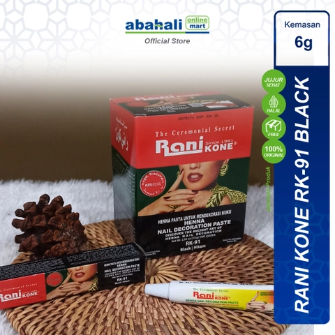 Abahali Mart - Rani Kone 91 Hitam 6gr Original Henna Cone Arab Black