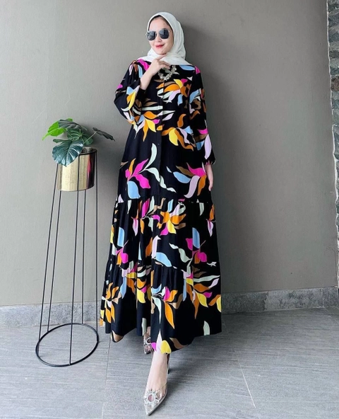 Batik Alfin - Gamis bunga jelita Cantik model kekinian no hijab allsize