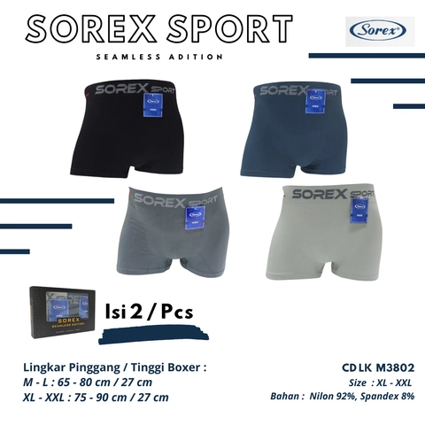 Sorex M3802 Celana Dalam Pria Dewasa / CD Boxer Cowok Anti Nyeplak Bahan Lembut 1 Box Isi 2 Pcs