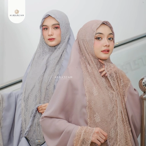 Al Baniah - Mukena Premium Dewasa Renda Mewah Jumbo Wool Silk Zeera Versi 1