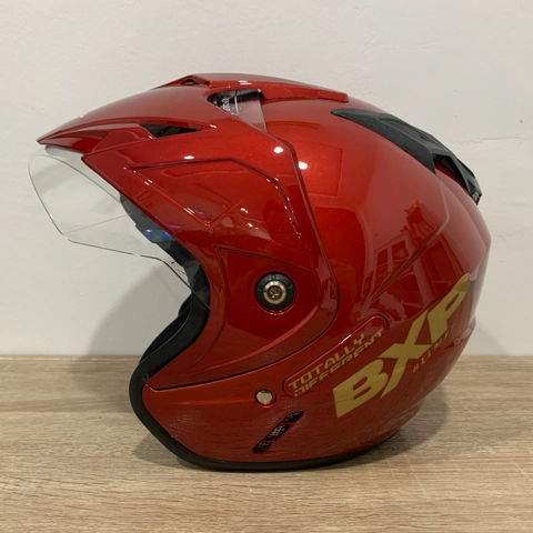 Helm GL Merah Glossy Polos Solid - Single Visor (Kaca Clear) Helm SNI Helem Dewasa