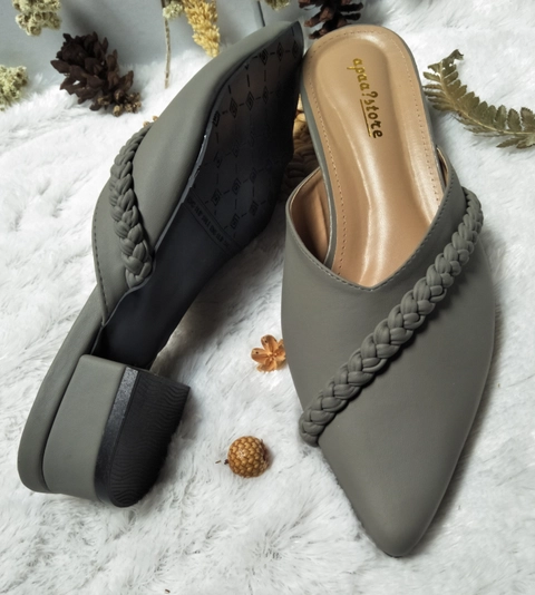 apaastore - Sandal Wanita Kepang AZ Hak 3 cm GRAY AP-09