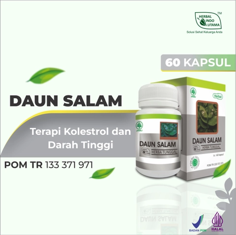 Herbal Indo Utama - Daun Salam Herbal Indo Utama Obat Kolesterol Darah Tinggi Asam Urat isi 60 Kaps