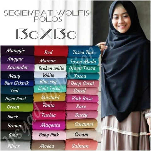 Jilbab Wolfis Jumbo Kerudung Syari Kerudung Jumbo 130x130 Tepi Neci