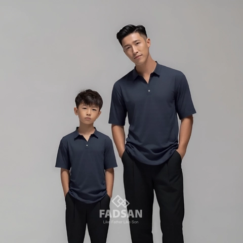 FADSAN - Kemeja Polos Formal Casual Lengan Pendek Ayah Anak Warna Bold Black - Palta Series
