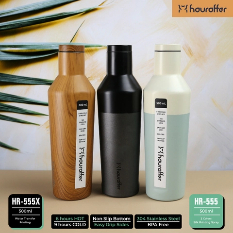 Houroffer Tumbler Flask 500 ML HR-555 X Ergonomic Easy Grip Sides & Non Slip Bottom Trendy 2 Tone