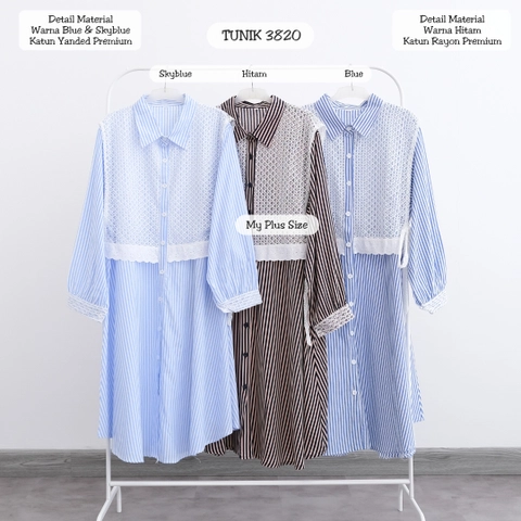 Long Tunik Jumbo Wanita Salur Mix Vest Brukat 3820 / Ld 125 / 135 & 145 cm / Midi Dress Jumbo