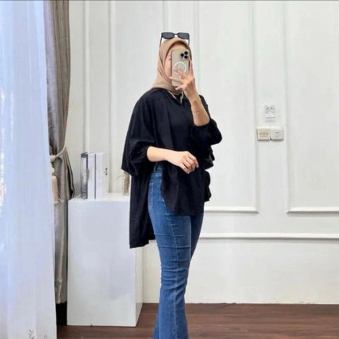 MEQA DAILY - MEGA DAILY - Livia Blouse Kemeja Outer Crinkle