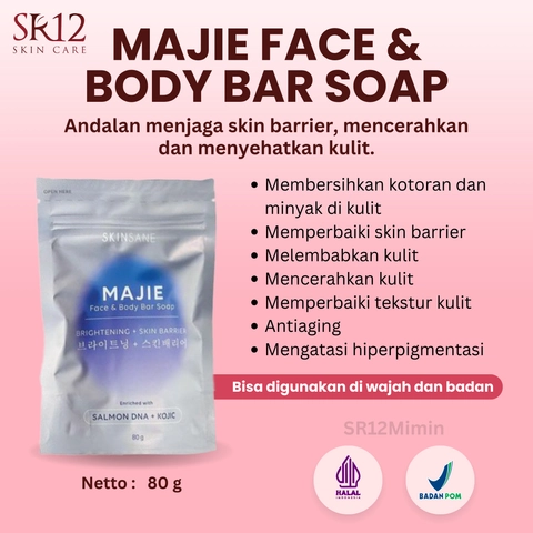 SR12 Mimin - SR12 Majie Face Body Bar Soap Mencerahkan Dan Memperbaiki Skin Barrier