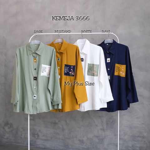 My Plus Size - Kemeja Bordir Jumbo Wanita 3666 Ld 125 cm/135 cm/145 cm/155 cm