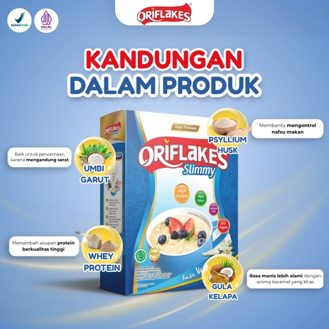 Oriflakes - Slimmy Sereal Umbi Garut 350gr Original Gluten Free Granola Oatmeal Diet Sehat BPOM