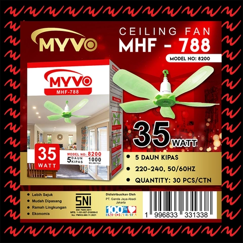 UTAMAMEGA - Heli Fan Kipas Ceiling Fan Watt Dengan 5 Daun Baling