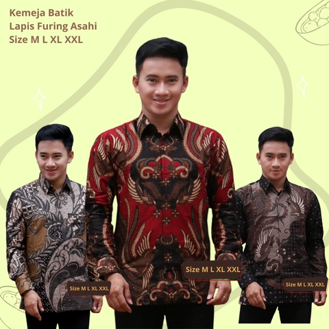 Batik Kemeja Berlapis Furing KBF02 Kemeja Batik Lengan Panjang Bahan Katun ORI Berlapis Furing Asahi