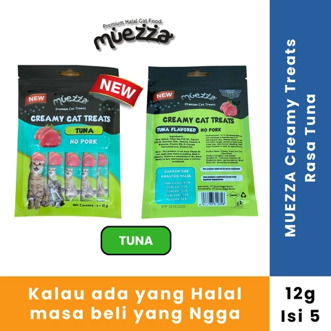 Muezza - Muezza Snack Kucing Basah Creamy Treats Rasa Tuna 12 gr - Isi 5
