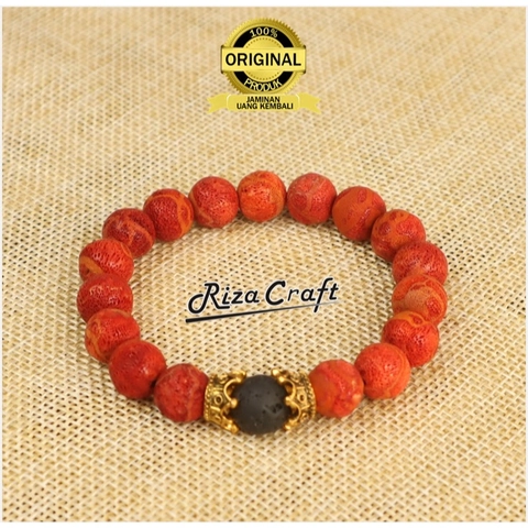 Riza Craft - Gelang Batu Akik Marjan Laut Merah ASLI Natural Original