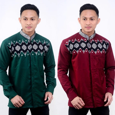 Batik Alfin - Baju koko Bordir kombinasi batik Lengan panjang bagus banget 070