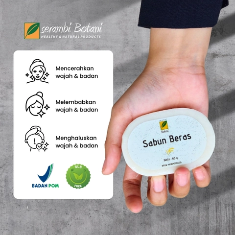 SERAMBI BOTANI - Sabun Beras Scrub - Membantu Mencerahkan Kulit Wajah dan Tubuh