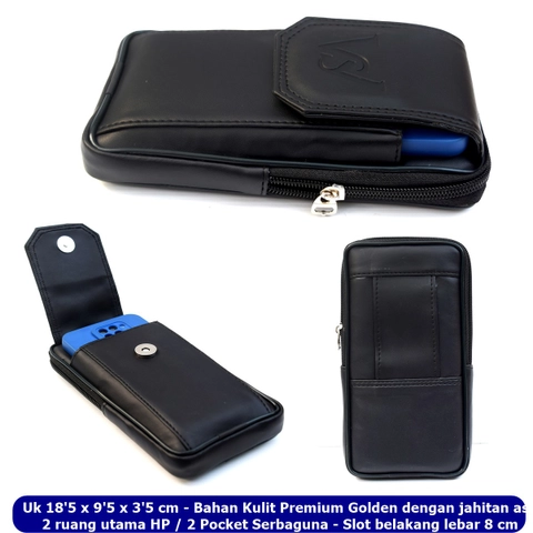 Lanc Fashion - Dompet Kulit Emperor HP Kombinasi Pinggang 2 Ruang Emboss
