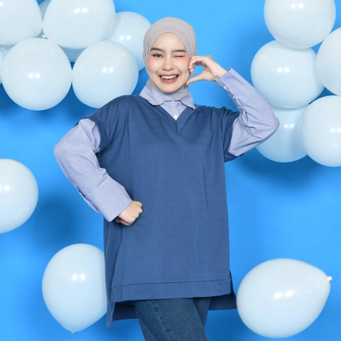 Mybamus - X Titaharr - 2 In 1 Netha Vest Kemeja - Kemeja Outer Korea - Atasan Wanita Kekinian