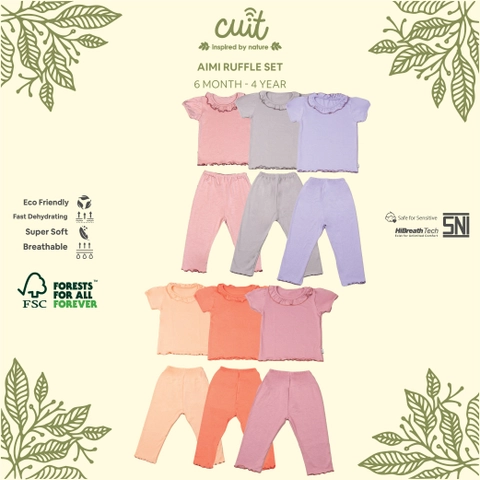 CUIT Baby 3 Bulan - 3 Tahun Aimi (New Color) Setelan Pendek Panjang Ruffle Anak Perempuan