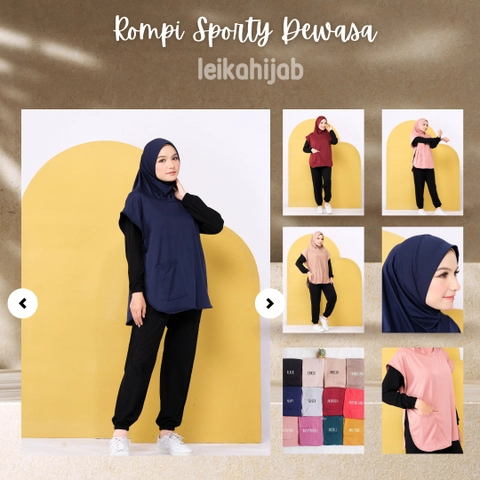 Leika - HIJAB ROMPI POCKET SPORTY DEWASA JILBAB OLAHRAGA PREMIUM