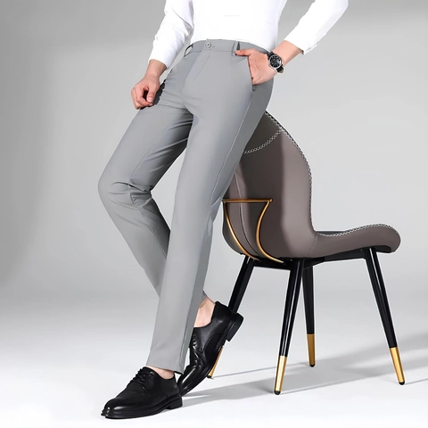 MALLVOSE - Celana Pria Formal Panjang Light Grey Premium Quality