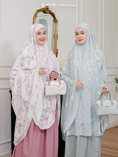 KhadijahLabel - KhadijahLabel Mukena Daily Dewasa Jumbo Premium 2 in 1 Motif Terbaru Magnolia