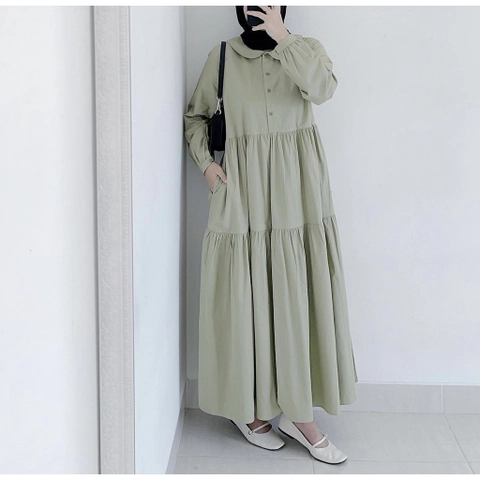 MEQA DAILY - Gamis Luna Midi Dress Fashion Wanita