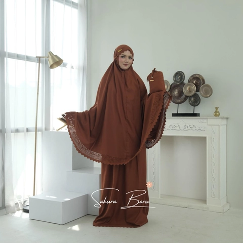 [BELI LOKAL] Mukena Travelling Yumna Laser Cut 2in1 Katun Premium Atasan Lembut Nyaman Panjang