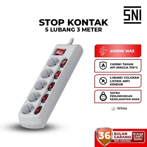 UTAMAMEGA - VIVAN Safety Socket VPS-H3051A 5Lubang 3Meter