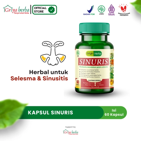 Griya Herba - Sinuris Obat Herbal Membantu Mengobati Sinusitis Selesma 60 Kapsul BPOM