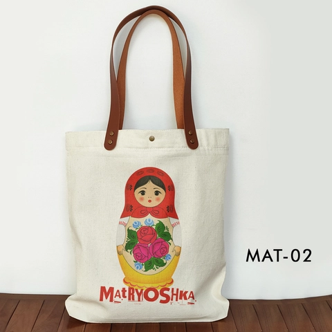 Totebag Canvas Souvenir Rusia Tas Oleh oleh Matryoshka MAT-02