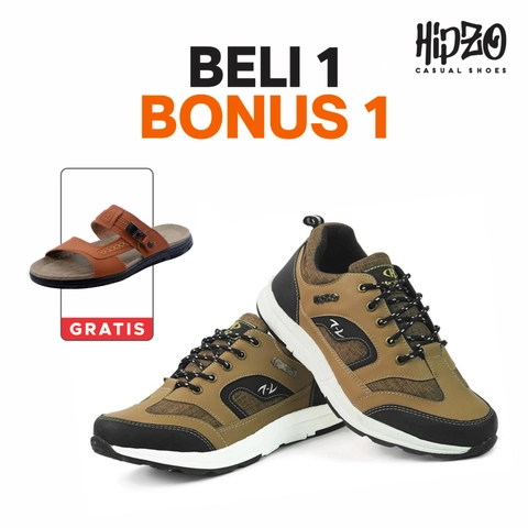 Hipzo - HIPZO BUY 1 GET 1 Sepatu Sneaker M058 FREE Sandal CT01 Casual
