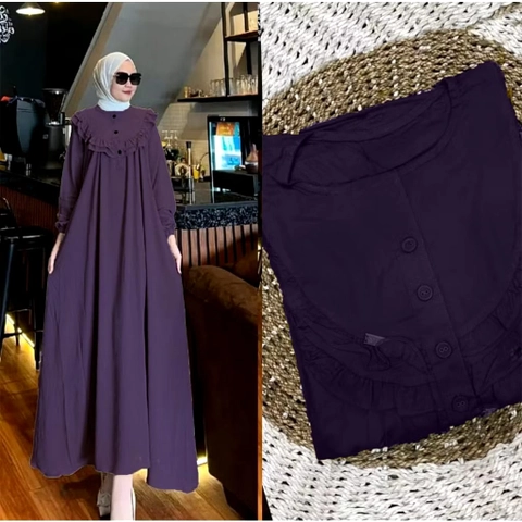 Muslim Clothing -Gamis Zalina Terbaru - Gamis Crinkle Polos Premium