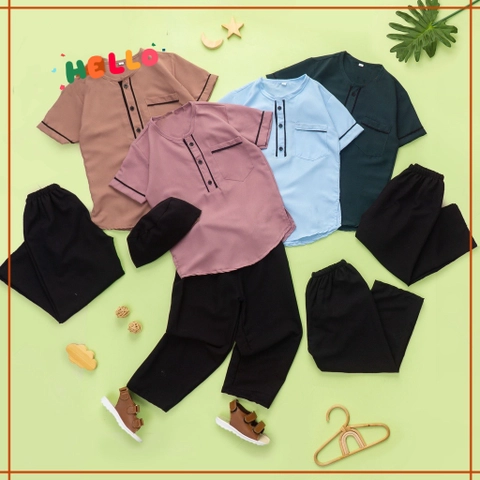 [PO] Neira - (2-9TH) Set Koko Anak Chafik Baju Muslim Anak Laki-laki
