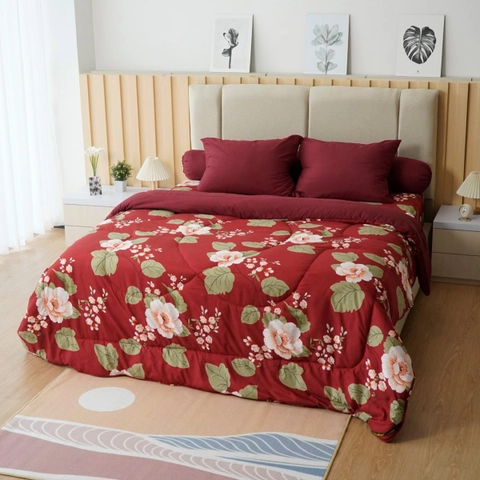 Kintakun - Bedcover Set Sprei Dluxe Aini Bunga Merah