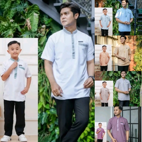 Khisna collection - Baju Muslim Koko Pria Kembaran Coupel Modern Simpel Motif mafud