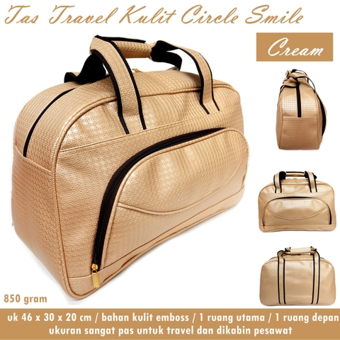 Lanc Fashion - Tas Travel Besar Kulit Smile Circle Leather Simpel Big